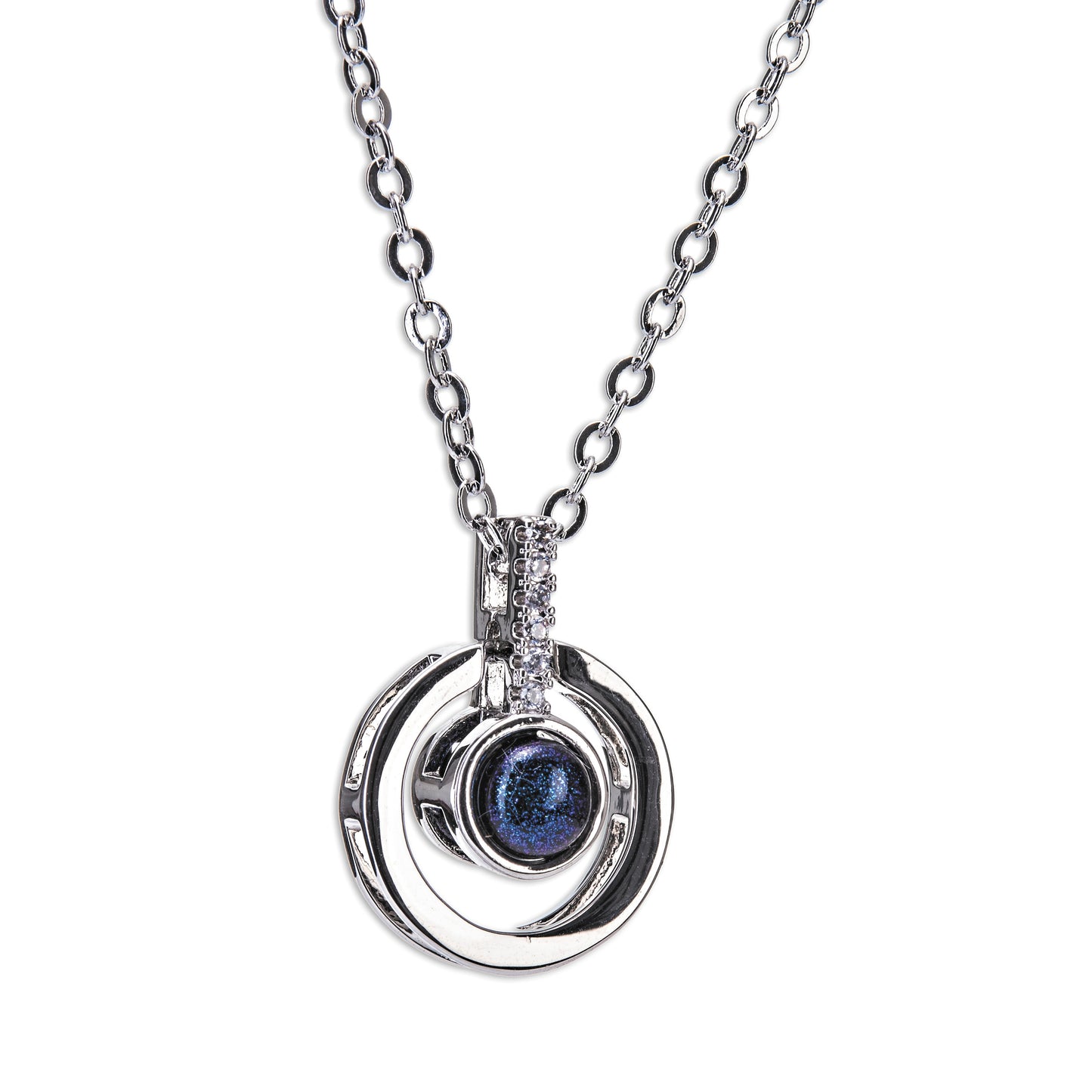 Newgrange Living - Silver Diamante Blue Stone Necklace