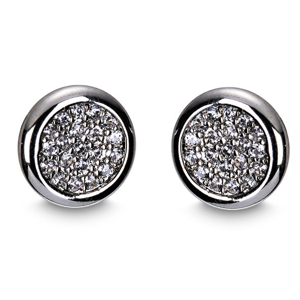 Newgrange Living - Silver Diamante Round Earrings