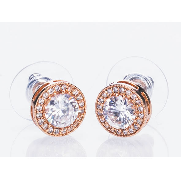 Newgrange Living - Rose Gold White Stone & Diamante Earrings