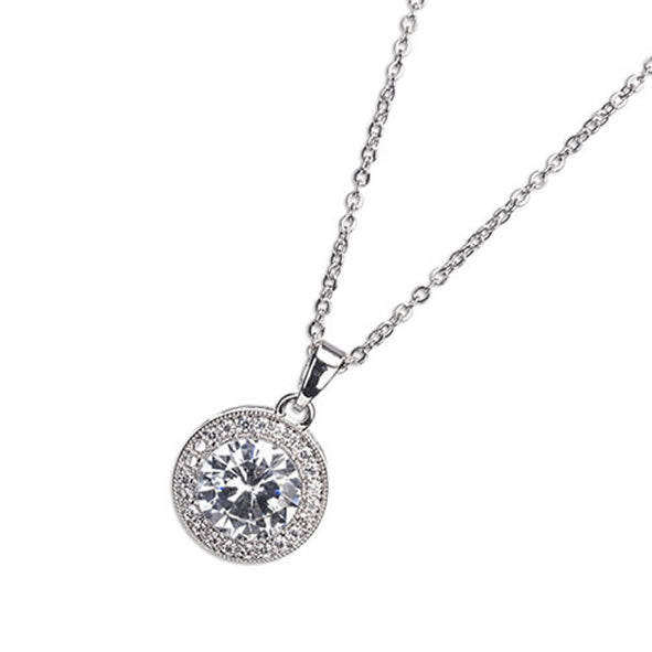 Newgrange Living - Silver White Stone & Diamante Pendant Necklace