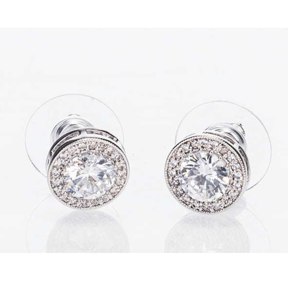 Newgrange Living - Silver White Stone & Diamante Earrings
