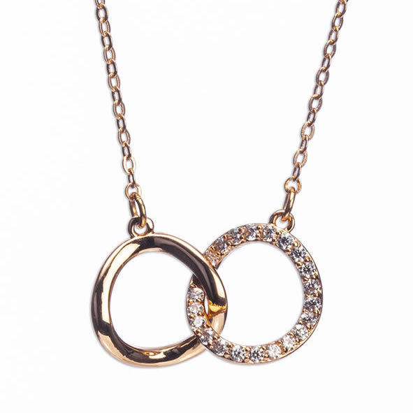 Newgrange Living - Rose Gold Interlocking Diamante Rings Necklace