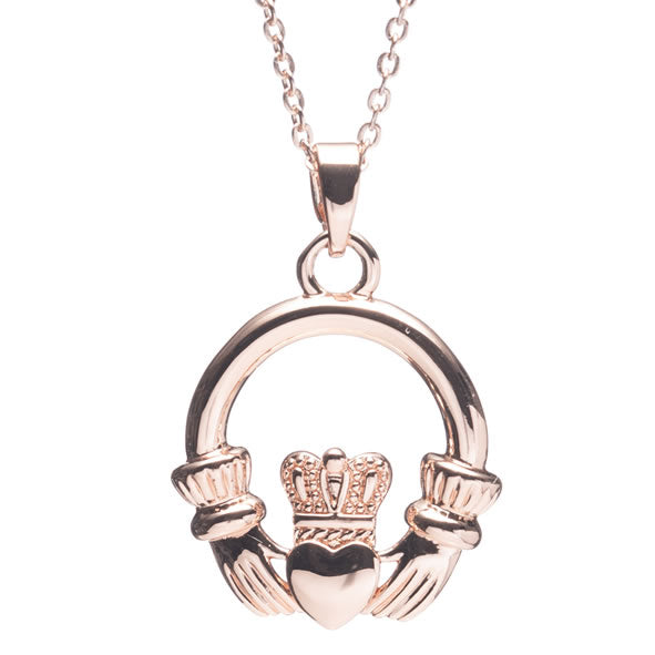 Newgrange Living - Rose Gold Claddagh Pendant