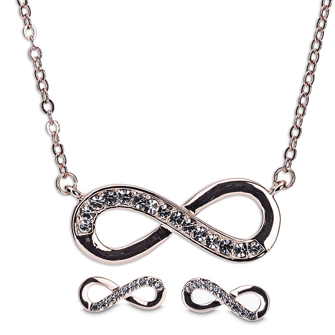 Newgrange Living - Rose Gold Infinity Necklace and Earring Gift Set