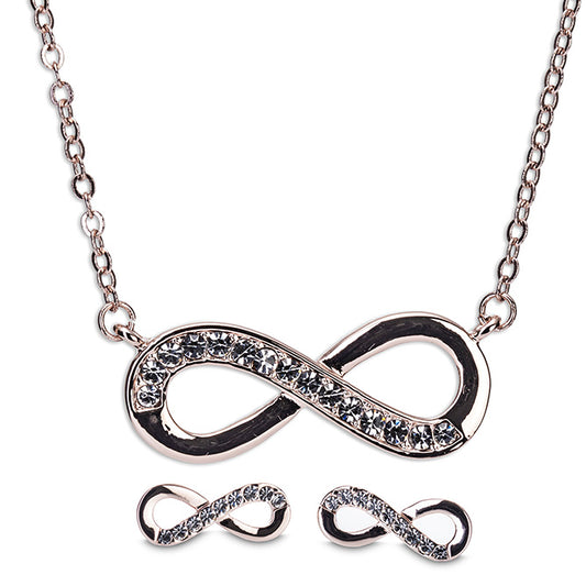 Newgrange Living - Rose Gold Infinity Necklace and Earring Gift Set