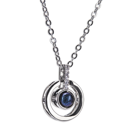 Newgrange Living - Silver Diamante Blue Stone Necklace