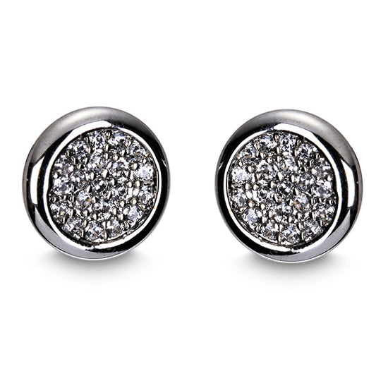 Newgrange Living - Silver Diamante Round Earrings