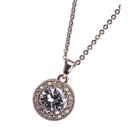 Newgrange Living - Rose Gold White Stone & Diamante Pendant Necklace
