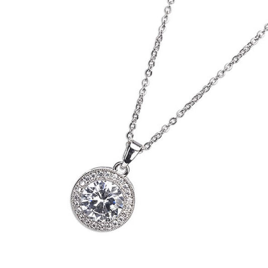 Newgrange Living - Silver White Stone & Diamante Pendant Necklace
