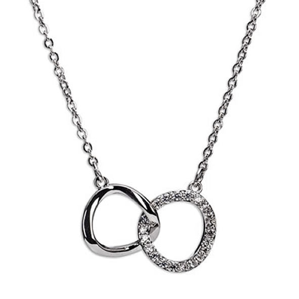 Newgrange Living - Silver Interlocking Diamante Rings Necklace