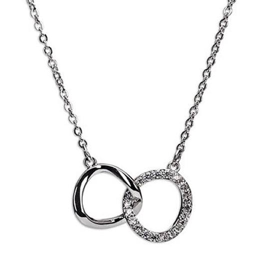 Newgrange Living - Silver Interlocking Diamante Rings Necklace