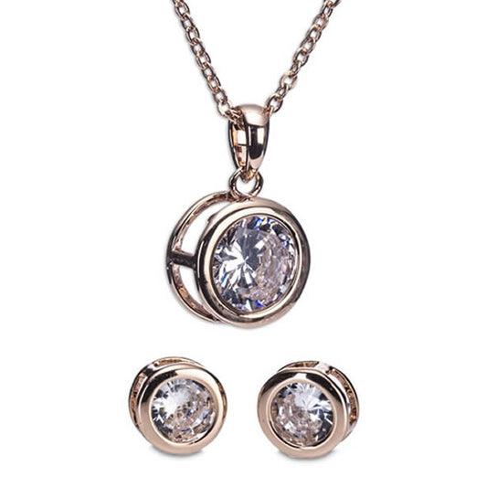 Newgrange Living - Rose Gold Large White Stone Necklace & Earring Set