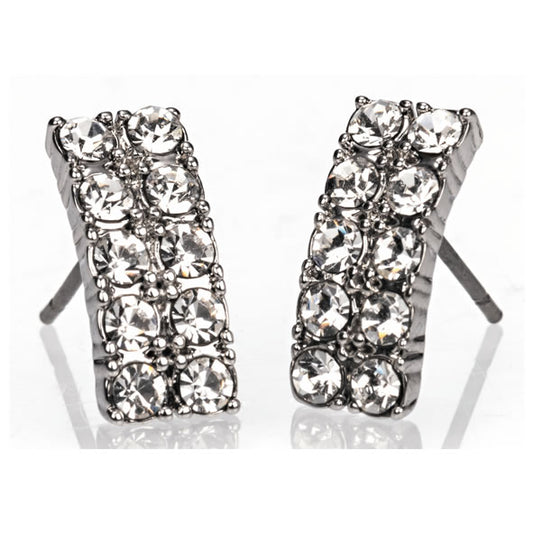 Newgrange Living - Silver Diamante Bar Earrings