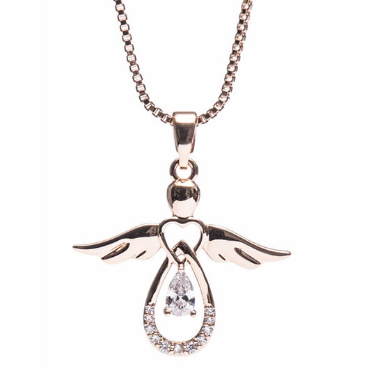 Newgrange Living - Rose Gold Guardian Angel Pendant
