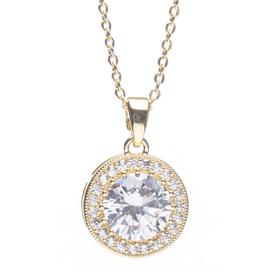 Newgrange Living - Gold Large White Stone Pendant