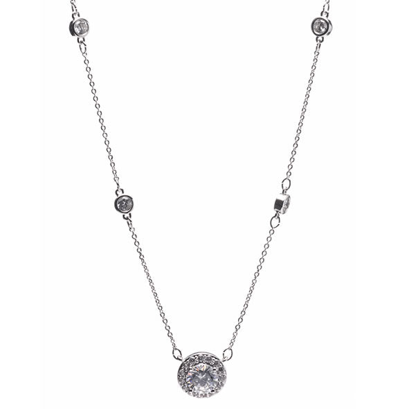 Newgrange Living - Silver Circular Round Cut Diamond Pendant