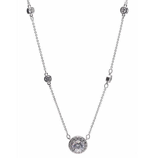 Newgrange Living - Silver Circular Round Cut Diamond Pendant