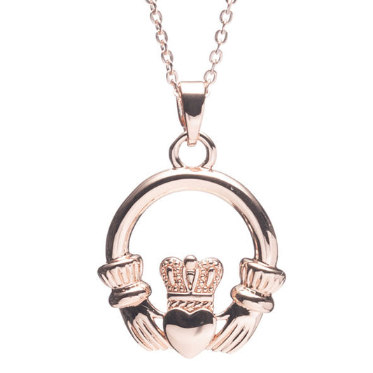 Newgrange Living - Rose Gold Claddagh Pendant